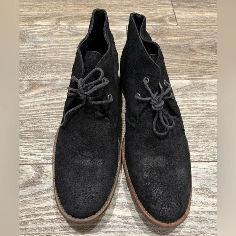 AllSaints Ridge Black Waxed Suede Desert Chukka Boots 9 NIB Rare